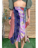 Vintage silk printed wrap skirt midi 