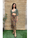 Vintage printed skirt midi L