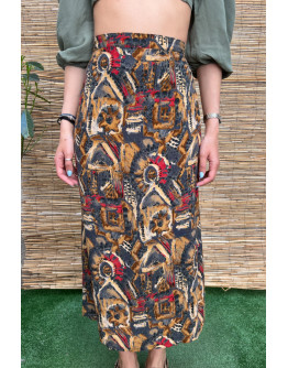 Vintage printed skirt midi L