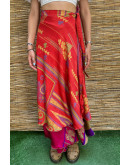 Silk printed double faced wrap skirt maxi 