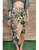 Vintage printed wrap skirt midi M
