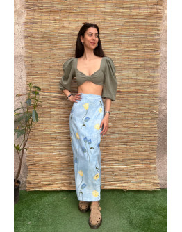 Vintage floral wrap skirt maxi M