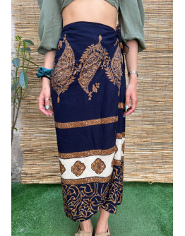 Vintage printed wrap skirt maxi
