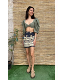 Vintage printed wrap skirt mini