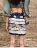 Vintage printed wrap skirt mini