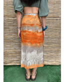 Vintage printed wrap skirt maxi M-L