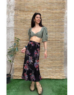 Vintage floral wrap skirt midi XS-S