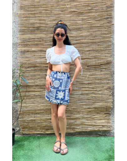 Vintage printed wrap skirt mini