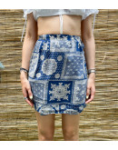 Vintage printed wrap skirt mini
