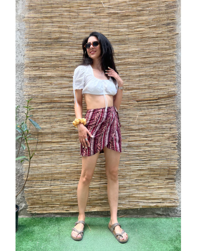 Vintage printed wrap skirt mini