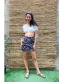 Vintage silk printed wrap skirt mini