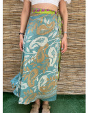 Silk printed double faced wrap skirt maxi 