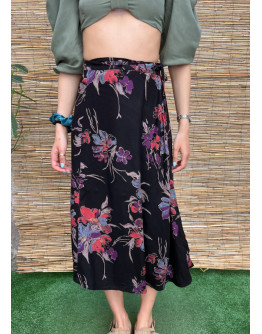 Vintage floral wrap skirt midi XS-S