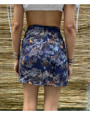 Vintage silk printed wrap skirt mini