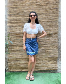 Vintage denim wrap skirt mini