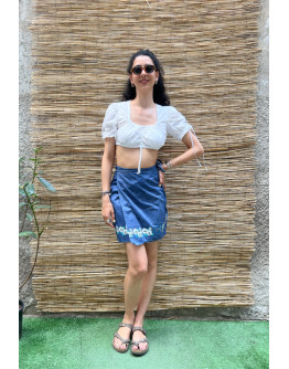 Vintage denim wrap skirt mini