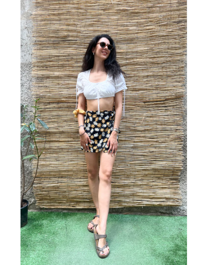 Vintage floral wrap skirt mini