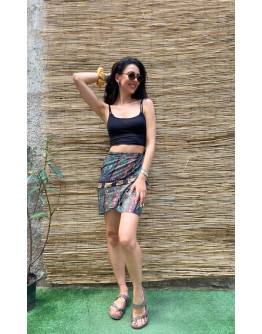 Vintage printed wrap skirt mini