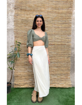 Vintage white wrap skirt maxi 