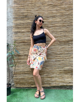 Vintage printed wrap skirt mini