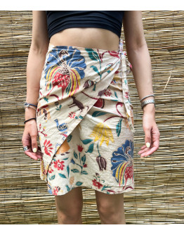 Vintage printed wrap skirt mini