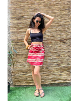 Vintage printed wrap skirt mini