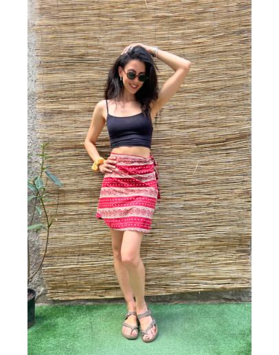 Vintage printed wrap skirt mini