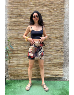 Vintage printed wrap skirt mini