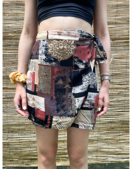 Vintage printed wrap skirt mini