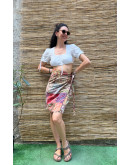 Vintage printed wrap skirt mini