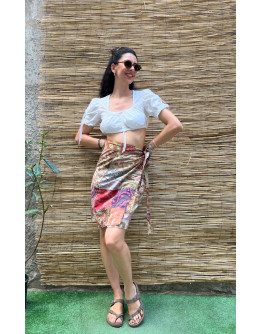 Vintage printed wrap skirt mini