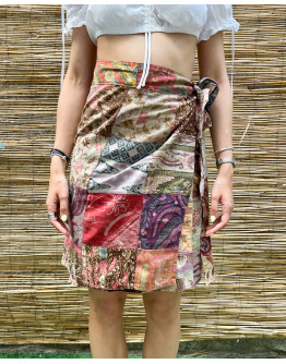 Vintage printed wrap skirt mini