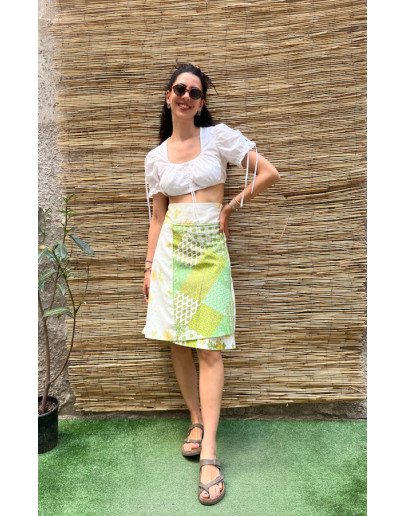 Vintage printed wrap skirt mini