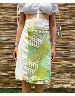 Vintage printed wrap skirt mini