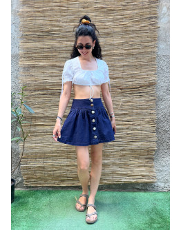 Vintage μπλέ denim φούστα mini M