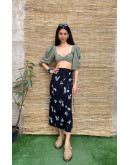 Vintage floral wrap skirt midi 