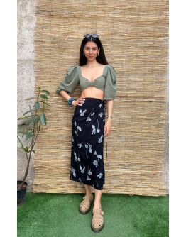 Vintage floral wrap skirt midi 