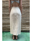 Vintage λινή wrap φούστα maxi M