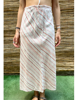 Vintage λινή ριγέ φούστα maxi L