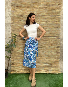 Vintage printed wrap skirt midi