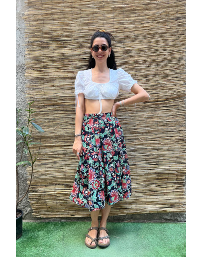 Vintage floral skirt midi S