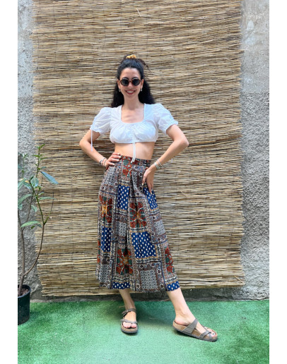 Vintage printed skirt maxi XL