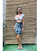 Vintage εμπριμέ wrap φούστα mini 