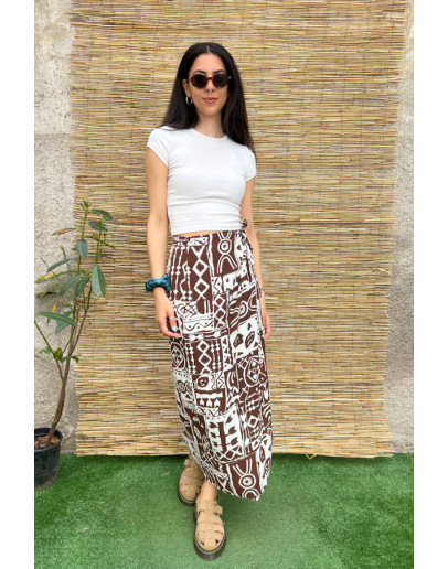 Vintage printed wrap skirt maxi