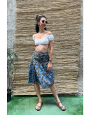 Vintage floral skirt with embroidery midi L