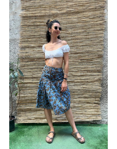 Vintage floral skirt with embroidery midi L