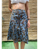 Vintage floral skirt with embroidery midi L