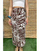 Vintage printed wrap skirt maxi