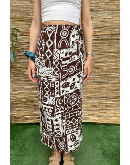 Vintage printed wrap skirt maxi