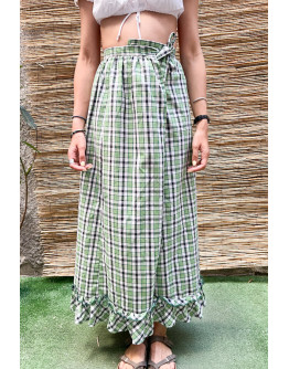 Vintage καρό wrap φούστα maxi XXS